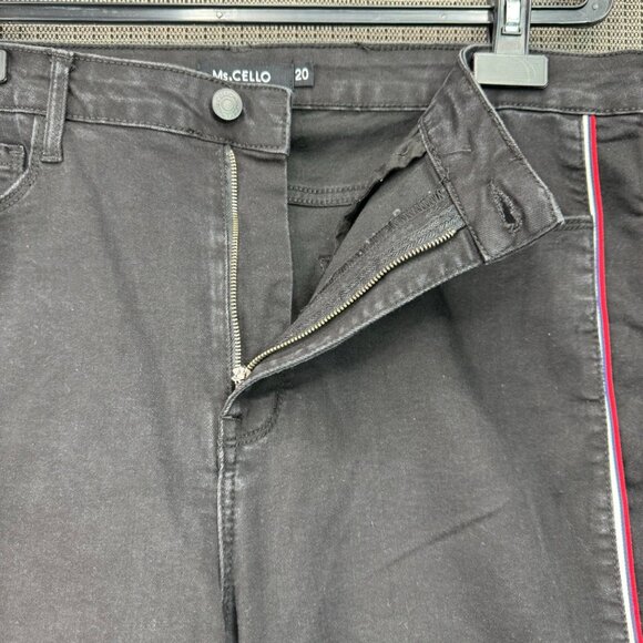 Cello womens Black Skinny Jeans With Red & White Side Stripes - Size 20 - Picture 7 of 10